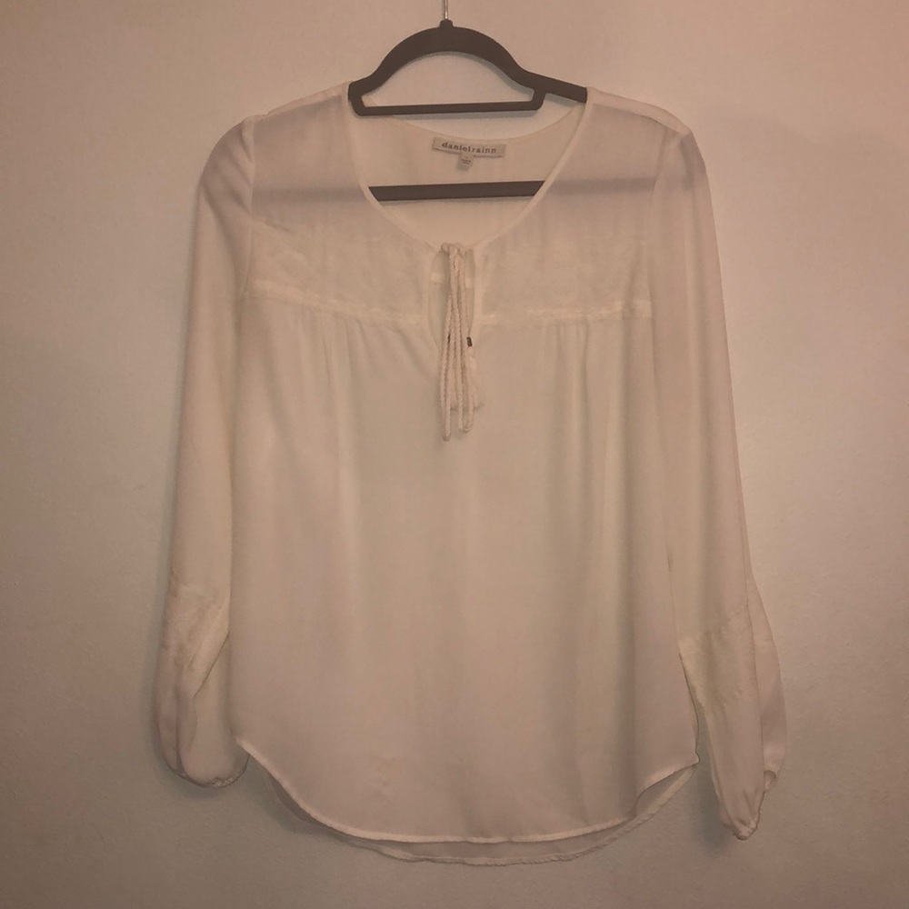 Ivory long sleeve peasant style top